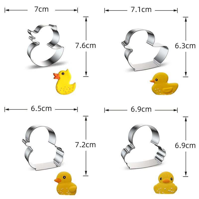 azflyife Duck Shaped Cookie Cutter Set of 4 - Cute Duck and Duckling Metal Stainless Steel Cookie Cutter Biscuit Mold for Fondant Fruit Bread Kids Birthday Party Decorations - Image 2
