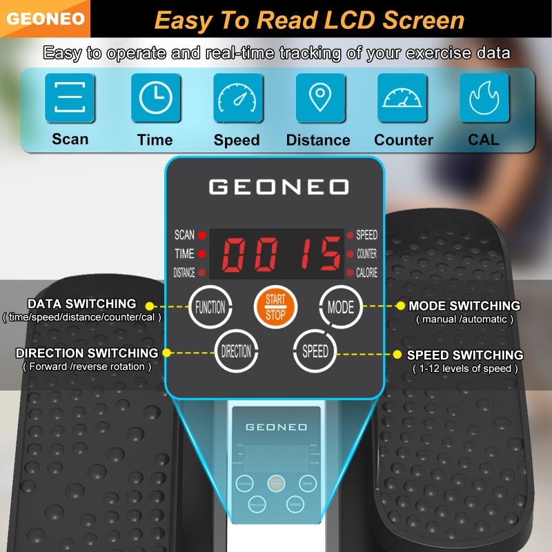 GEONEO Under Desk Elliptical Machine, Electric Elliptical Exerciser for Senior, Quiet and Small Seated Pedal Exerciser for Training with Remote Control, Auto Mode and 12 Adjustable Speeds - Image 2