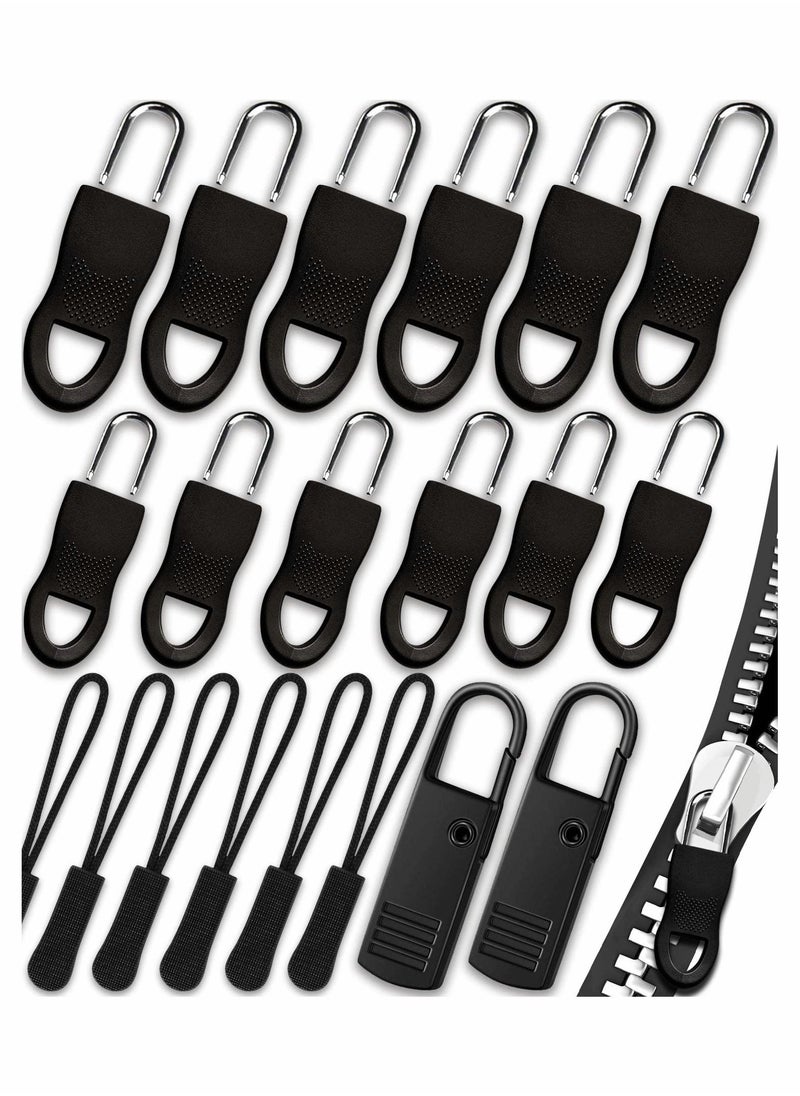 SYOSI 20 Pcs Zipper Pull, Universal Zipper Pull Replacement Kit, Removable Zipper Pulls Tab Replacement, Black Zipper Pulls for Jackets, Luggage, Backpacks, Purses, Boots, Pants, Tents (3 Styles 4 Sizes)  - Image 1