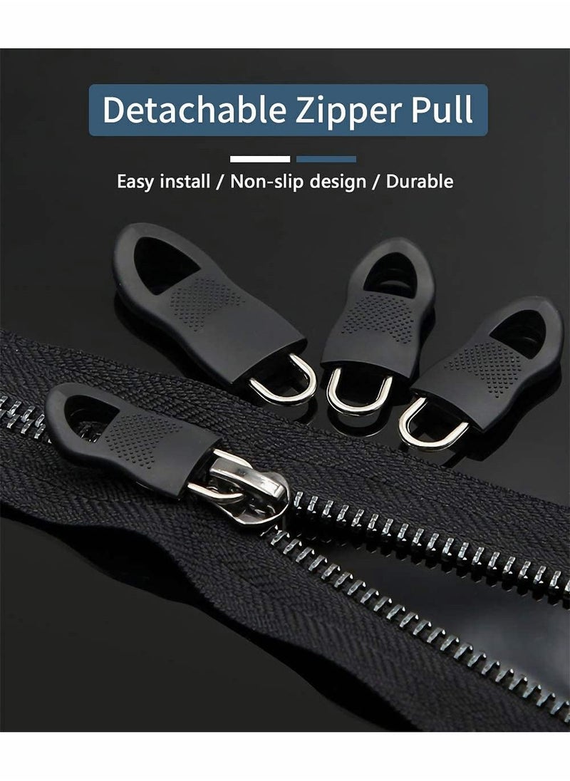 SYOSI 20 Pcs Zipper Pull, Universal Zipper Pull Replacement Kit, Removable Zipper Pulls Tab Replacement, Black Zipper Pulls for Jackets, Luggage, Backpacks, Purses, Boots, Pants, Tents (3 Styles 4 Sizes)  - Image 2