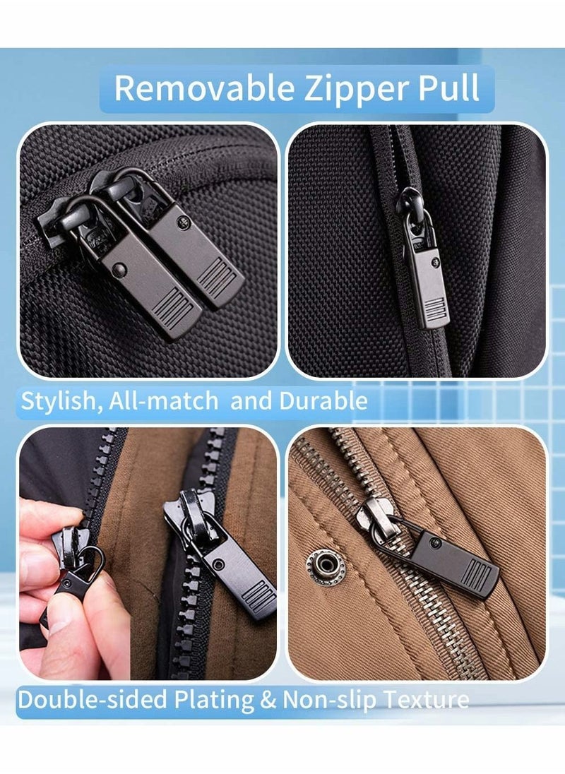 SYOSI 20 Pcs Zipper Pull, Universal Zipper Pull Replacement Kit, Removable Zipper Pulls Tab Replacement, Black Zipper Pulls for Jackets, Luggage, Backpacks, Purses, Boots, Pants, Tents (3 Styles 4 Sizes)  - Image 5