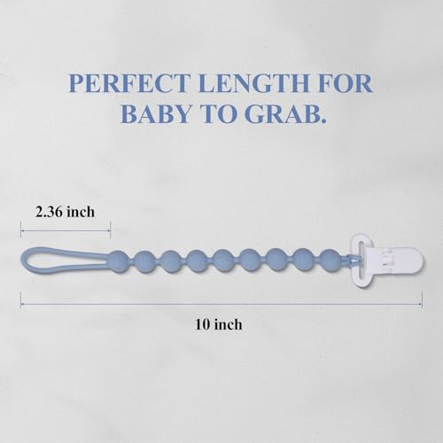 AmazingM 4 Pcs Gray Baby Silicone Teething Pacifier Clip,One-Piece Design,Round Shape,Textured Surface,BPA Free. - Image 3