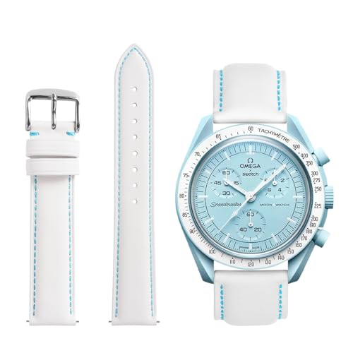 TStrap Leather Watch Bands for Moonswatch - White Watch Strap Compatible with Omega x Swatch Moonwatch - 20mm Quick Release Watch Band Replacement for Moonswatch Speedmaster - Image 1
