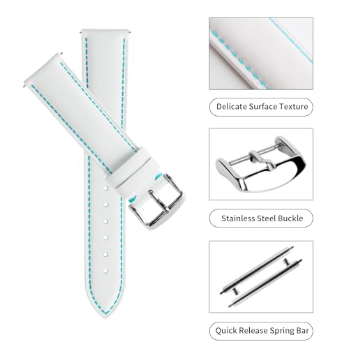 TStrap Leather Watch Bands for Moonswatch - White Watch Strap Compatible with Omega x Swatch Moonwatch - 20mm Quick Release Watch Band Replacement for Moonswatch Speedmaster - Image 3