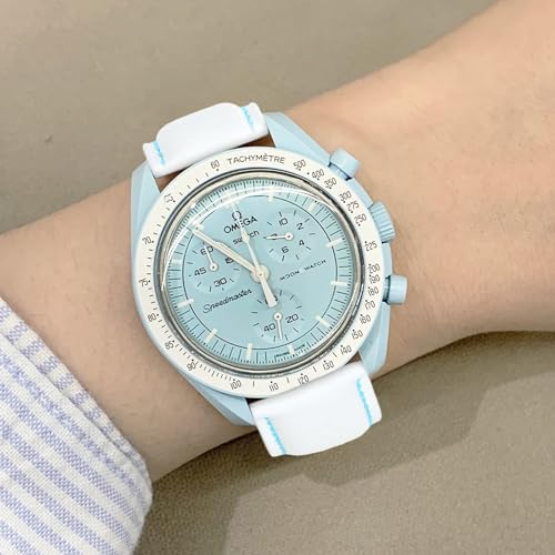 TStrap Leather Watch Bands for Moonswatch - White Watch Strap Compatible with Omega x Swatch Moonwatch - 20mm Quick Release Watch Band Replacement for Moonswatch Speedmaster - Image 4