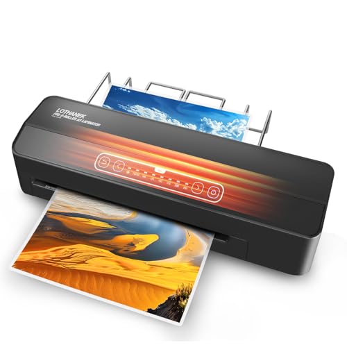 LOTHANEK A3 6-Roller Commercial Laminator Machine, LOTHANEK 3-10 Mil 13 inch Heavy Duty Thermal Laminating Machine, 60-Second Warm-up, 40 Inches/Minute, Touch Screen for Home, School Office (Glossy Black) - Image 1