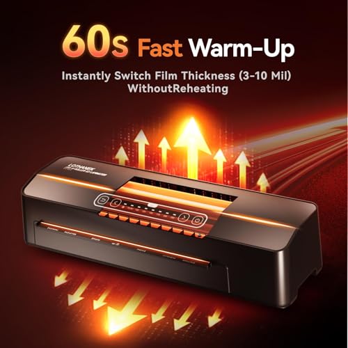 LOTHANEK A3 6-Roller Commercial Laminator Machine, LOTHANEK 3-10 Mil 13 inch Heavy Duty Thermal Laminating Machine, 60-Second Warm-up, 40 Inches/Minute, Touch Screen for Home, School Office (Glossy Black) - Image 5