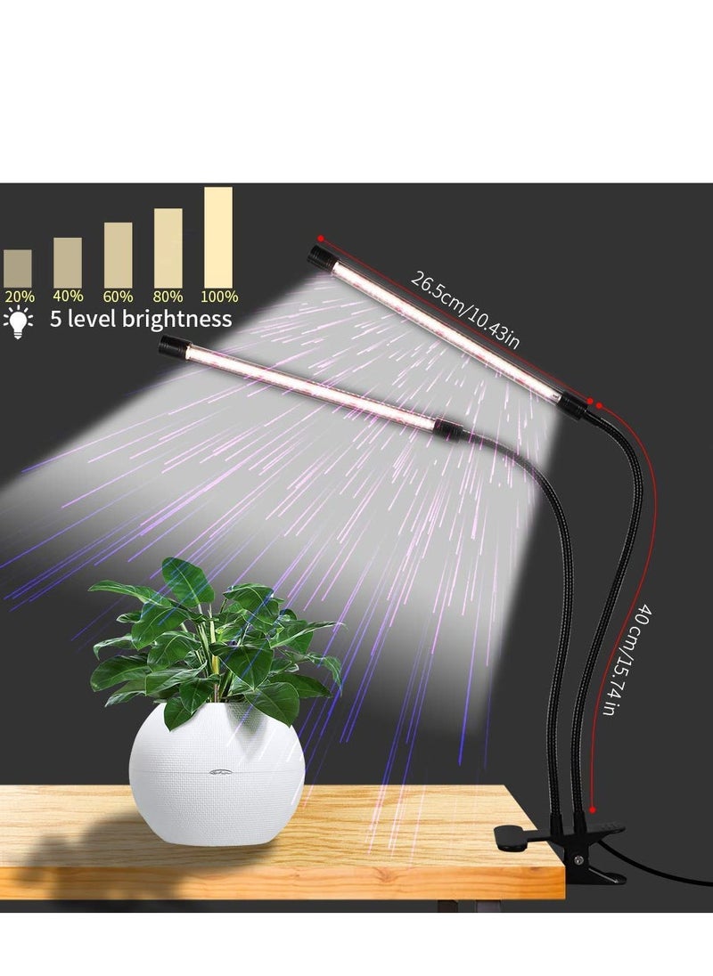 MIXDE مصباح LED للنمو، مصباح نمو النبات بمشبك كامل الطيف 6000 كلفن مع مصابيح LED بيضاء وحمراء للنباتات الداخلية، 5 مستويات قابلة للتعتيم، توقيت تشغيل تلقائي 4 8 12 ساعة  - Image 2