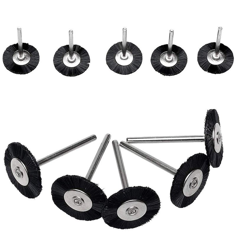 Diy Crafts 11878 25mm Nylon Bristle Wheel Wire Brush 1/8" Shank for Dremel Rotary Tool, Multicolor, 10 Piece - Image 1