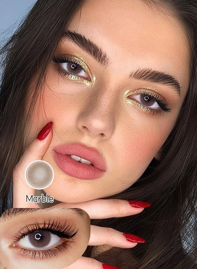 عيون غامضة ميستيك آíz عدسات لاصقة ملونة 6 أشهر، “Marble”  14.20 مم، عدسات تجميلية بمظهر طبيعي للاستخدام اليومي، لون عيون عصري وشائع، للجنسين، مع علبة - Image 1