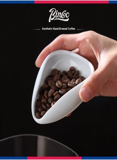 Bincoo Bincoo Ceramic Coffee Scale Bean Dish – White Measuring Cup and Tray for Accurate Coffee Measurements  - Image 1