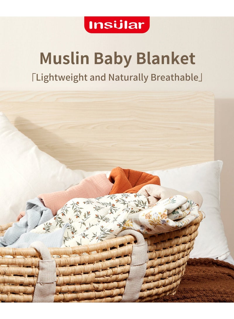 انسولار بطانيات قماط موسلين معزولة للأولاد والبنات، بطانية استقبال كبيرة، لفافة قماط ناعمة وجيدة التهوية للجنسين حديثي الولادة (زهرية). - Image 3