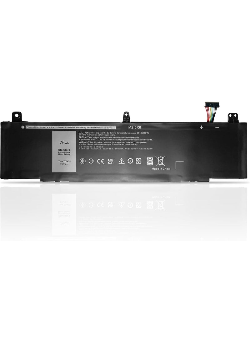 Terabyte TDW5P Laptop Battery Replacement for Dell Alienware 13 R3 ALW13C-D2718 ALW13CR-1738 ALW13CR-2508 ALW13CR-2718 ALW13CR-2738 ALW13CR-2838 Series (15.2V 76Wh) - Image 1