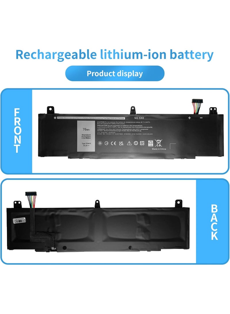 Terabyte TDW5P Laptop Battery Replacement for Dell Alienware 13 R3 ALW13C-D2718 ALW13CR-1738 ALW13CR-2508 ALW13CR-2718 ALW13CR-2738 ALW13CR-2838 Series (15.2V 76Wh) - Image 5