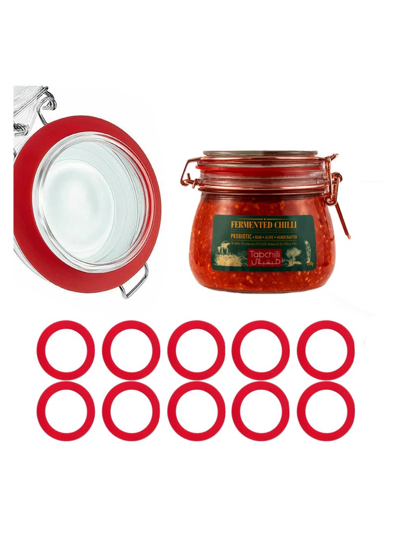 Tabchilli 10 PCS Silicone Replacement Gasket for Jars, Silicone Jar Gaskets Replacement Silicone Seals Airtight Silicone Reusable Gasket Sealing Rings for Regular Mouth Canning Jar, Oil-Resistant and Airtight Rubber Seals Rings for Glass Clip Top Jars, Elastic and Ideal Fit Size - Image 1