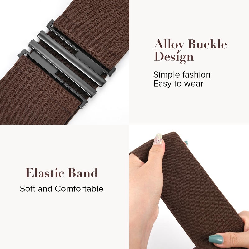 TOURZOO Elastic Belt for Women Wide Waist Corset Belt Cinch Belt Vintage Stretchy Waistband for Dresses,Black,Large - Image 3