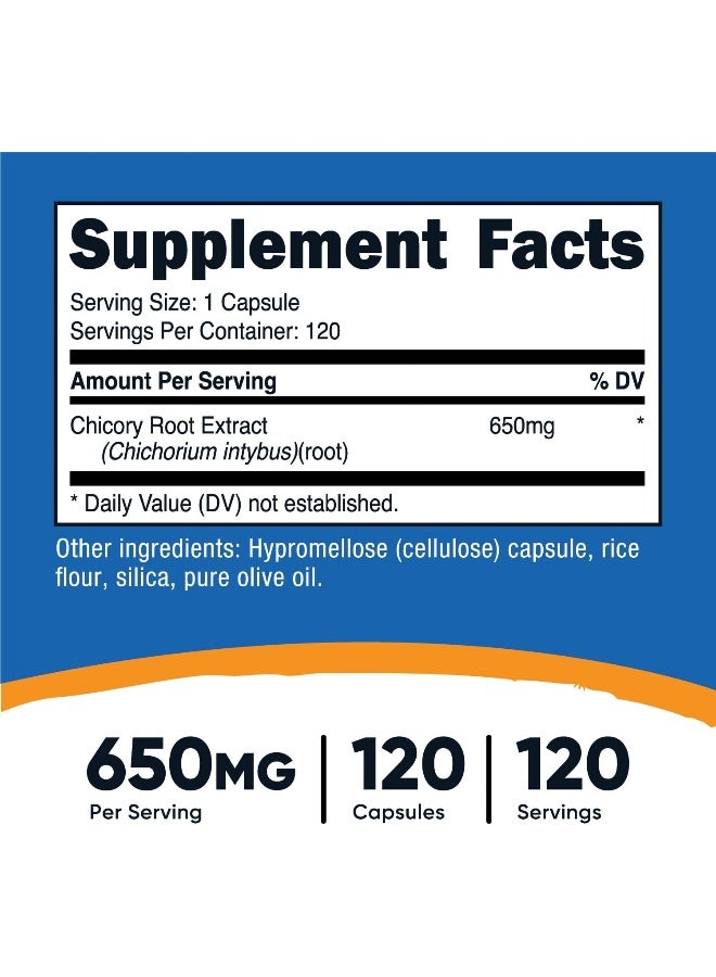 Nutricost Chicory Root 650mg Per Capsule - 120 Plant-Based Capsules, Non-GMO, Gluten Free - Image 2
