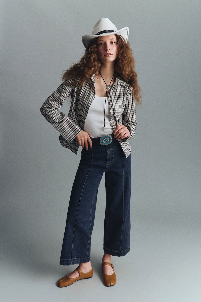 DeFacto Brown Woman Fitted Shirt Collar Checked Long Sleeve Shirt Casual - Image 2