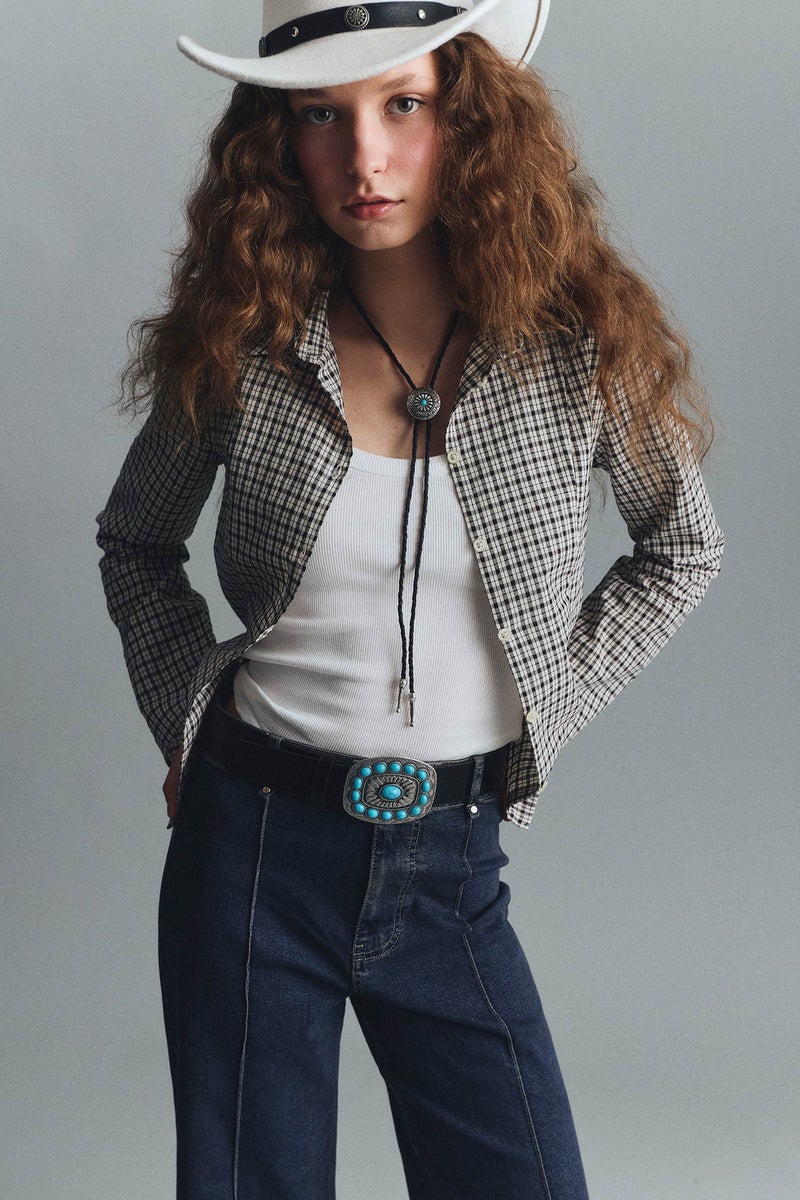 DeFacto Brown Woman Fitted Shirt Collar Checked Long Sleeve Shirt Casual - Image 3