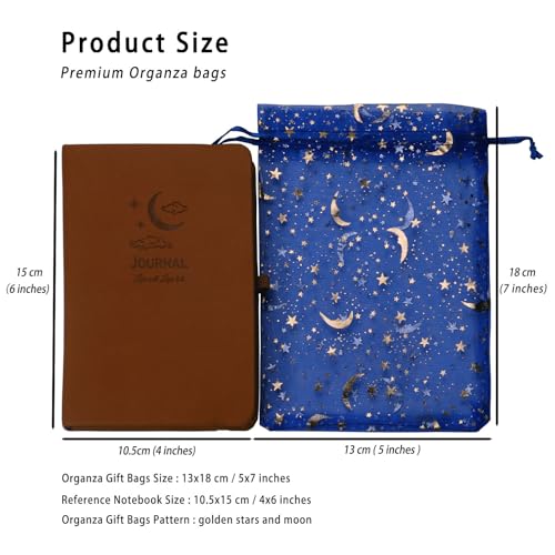 SUNGULF 100Pcs 5x7 Inches Sheer Drawstring Organza Bags Stars and Moon Wedding Party Favor Jewelry Candy Gift Pouches (Blue) - Image 2