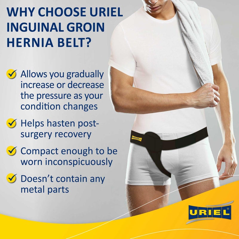 Uriel Right Side Inguinal Hernia Belt For Men - Hernia Support For Men  Pre And Post Surgery Truss  Size Medium  Black - Image 5