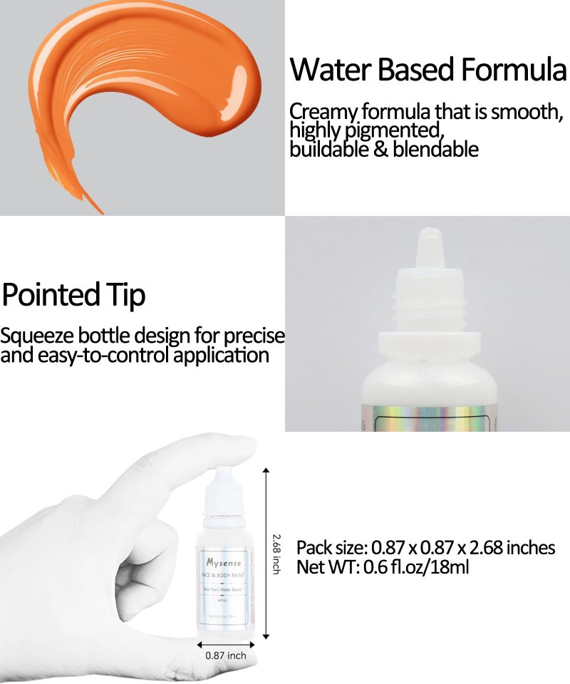 Mysense Orange Face Body Paint,Water Based Washable Face Paint,Non-toxic Cream Body Paint for Adults and Children Halloween Costume SFX Pumpkin Cosplay Makeup,0.6oz - Image 2