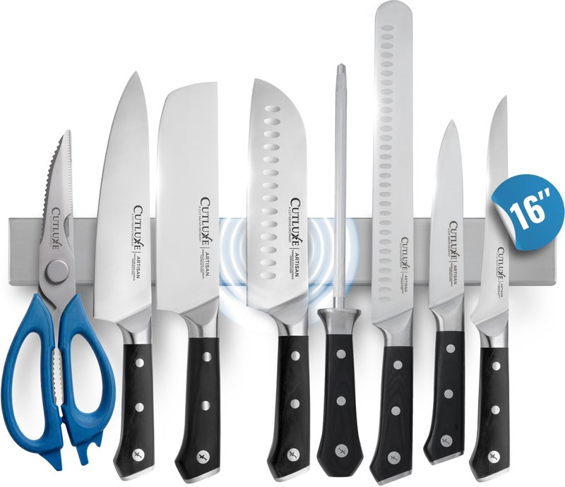Cutluxe Magnetic Knife Holder for Wall and Fridge - 16" Stainless Steel Knife Magnetic Strip - Holds up 15 lbs, Easy to Mount, With Strong Magnets or Screws - Image 1