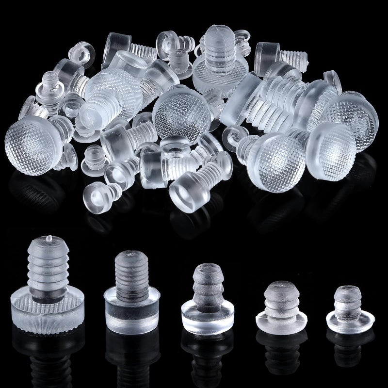 Jeffdad Jeffdad 50 Pcs Glass Table Bumpers  5 Size Clear Rubber Stoppers for NonAdhesive Glass Table Protection 