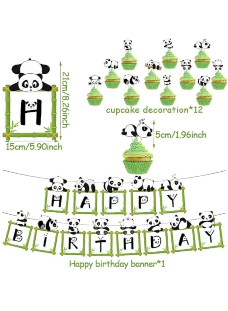 KASTWAVE Panda Party Decorations, Birthday Party Decorations, Panda Balloons, Birthday Decorations Set, Panda Party Supplies, Happy Birthday Banner, Birthday Balloons, Cake Toppers for Birthday Party - Image 2