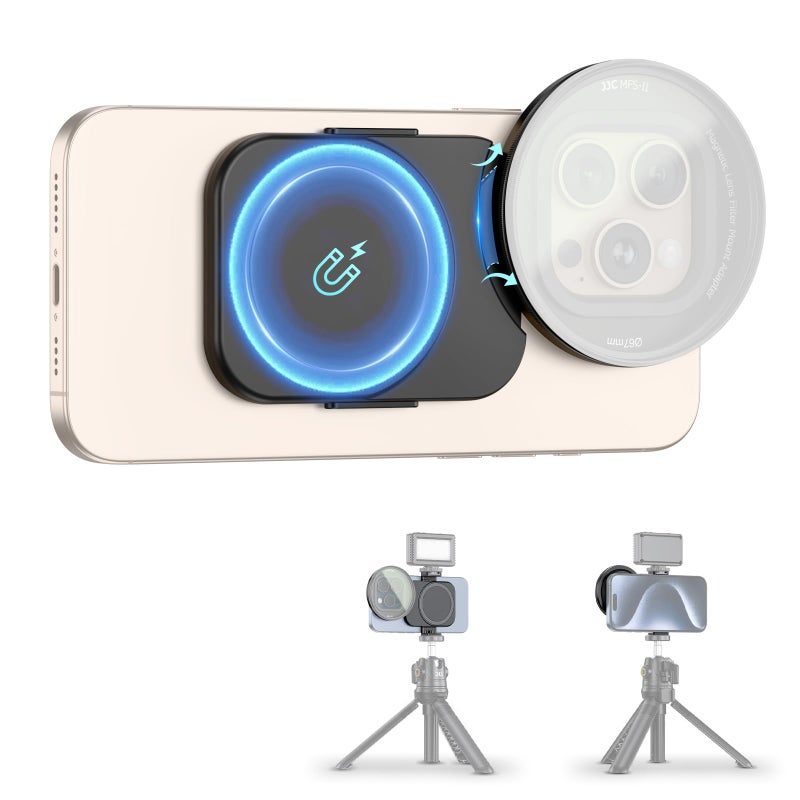 JJC 67mm Phone Lens Filter Adapter Mount for iPhone 16 15 14 Pro Pro Max Plus DoubleSided Magnetic Phone Lens Filter Ring with 1420 Screw Cold Shoe Mount PullOut to fit 16 15 Pro Max No Filters - Image 2