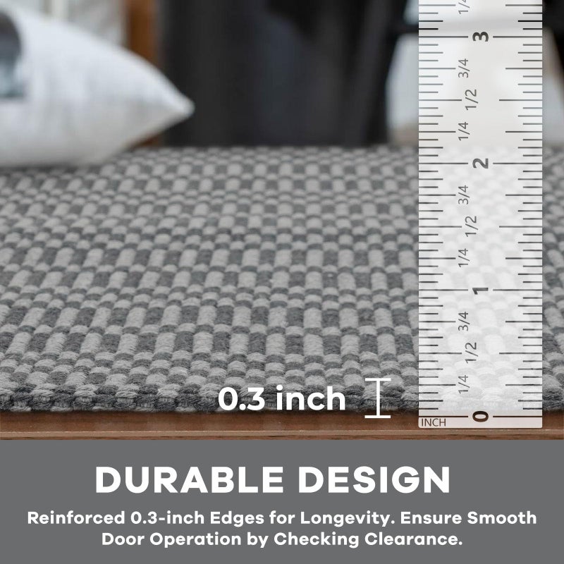 KOZYFLY Washable Entryway Rug 3x5 Ft Area Rugs Cotton Rubber Backed Throw Rugs Indoor Door Mat Kitchen Rugs Braided Floor Carpet for Front Entrance Kitchen Living Room, Grey/Charcoal Grey - Image 4