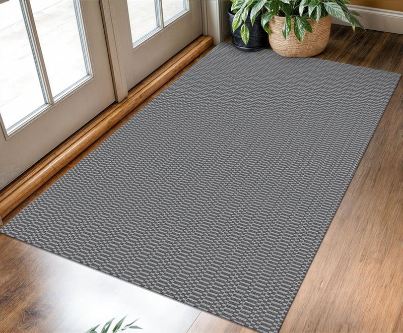 KOZYFLY Washable Entryway Rug 3x5 Ft Area Rugs Cotton Rubber Backed Throw Rugs Indoor Door Mat Kitchen Rugs Braided Floor Carpet for Front Entrance Kitchen Living Room, Grey/Charcoal Grey - Image 1