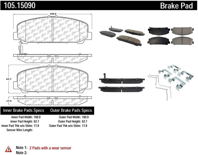 StopTech 105.15090 Ceramic Brake Pad Set - Image 2