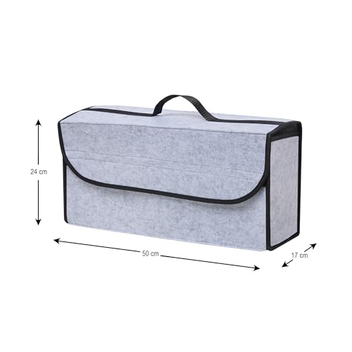 JVCV® Large Car Trunk Boot Organizer, Car Storage and Organizer Anti Slip Car Accessories Organizer for Car, Suv, Sedan, Truck, Minivan Anti Slip Bottom (LARGE - Light Grey). - Image 2
