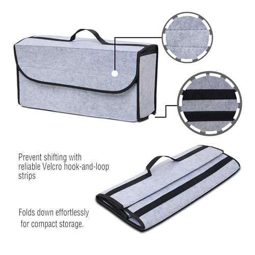 JVCV® Large Car Trunk Boot Organizer, Car Storage and Organizer Anti Slip Car Accessories Organizer for Car, Suv, Sedan, Truck, Minivan Anti Slip Bottom (LARGE - Light Grey). - Image 3