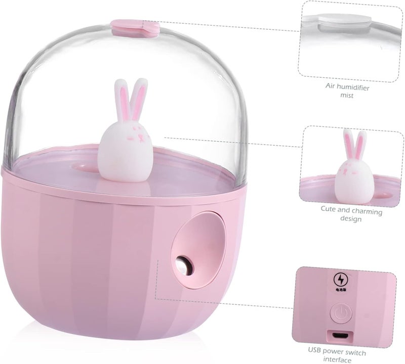 klarako 1pc Bedside for Center Cool LED Creative Air Aroma Lighted Animal Light Diffuser Sprayer Silicone Portable Night Home Office Mist Decoration Humidifiers with Humidifier Rabbit - Image 2
