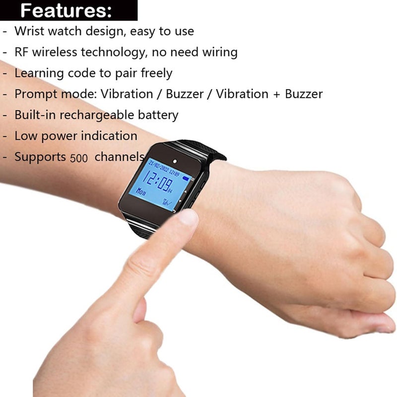 Multi option design Naroote Wireless Calling System with 5 Call Buttons 1 Watch Receiver 433.92MHz Water Proof Restaurant Paging System Single or List Display Modes for Clinic Nursing Home (Black) Trusted all-purpose quality Repeated use friendly design Daily life matching design User feedback upgraded quality Solid anti-deform Flexible varied design Wide range compatible material Global standard processed material Upgraded quality Transit & use compatible Varied global sizing picks KSA market popular practical build All-item matching trendy build Daily universal pick Trendy natural assorted colors Popular practical build Easy lifting build Temp resistant Globally engineered build Simple multi-feature practical build Elegant practical design Light sturdy raw material Field tested quality Liquid tight joint - Image 3