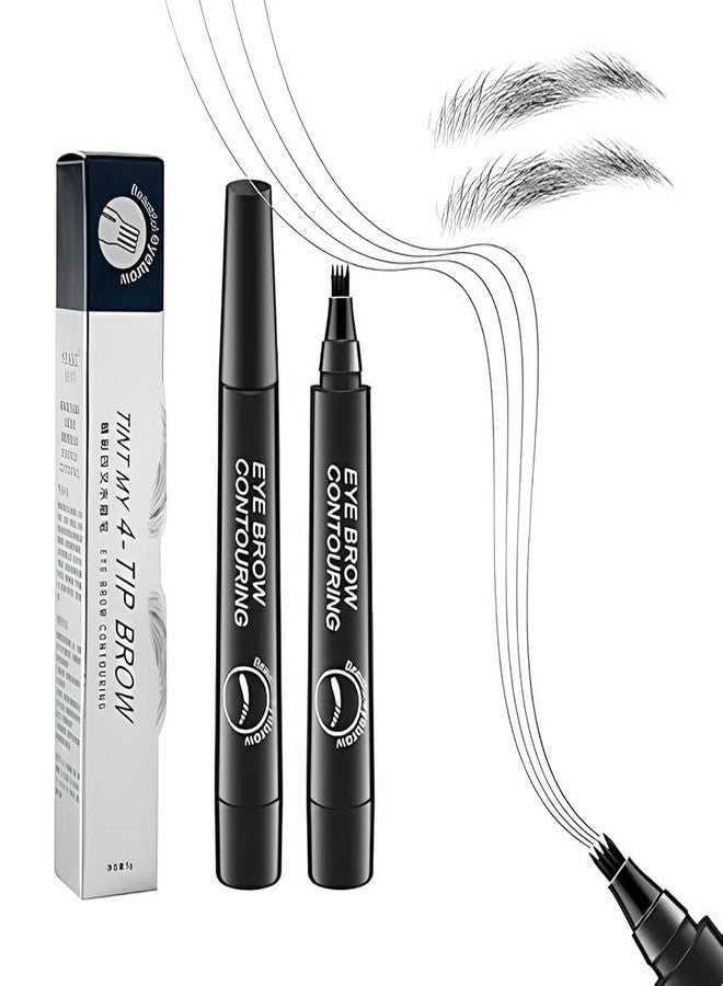 YPTC Eyebrow Contouring Pen, 4-Tip Micro-Fork Applicator, Waterproof, Long-Lasting, Natural Hair-Like Strokes - Image 1