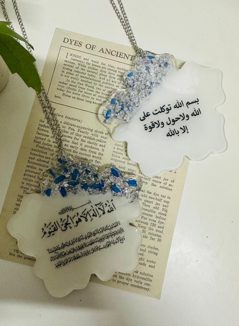 تعليقة سيارة وجهين لمرآة السيارة مزخرفة بالورد المجفف وورق الفضة - Image 2