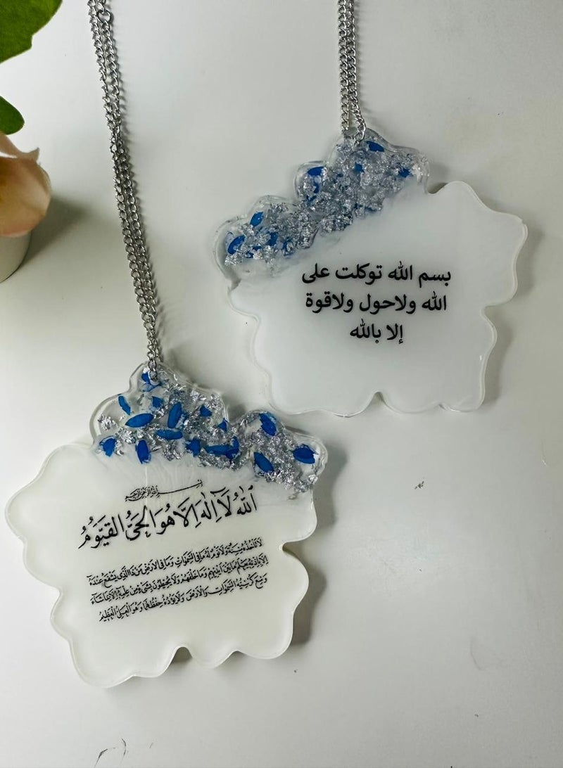 تعليقة سيارة وجهين لمرآة السيارة مزخرفة بالورد المجفف وورق الفضة - Image 3