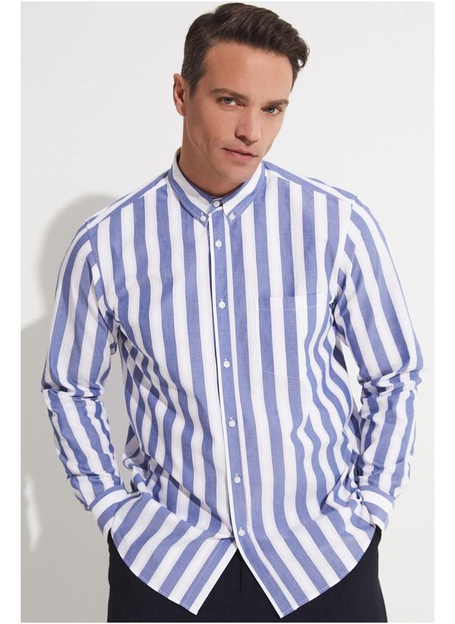 June Men Striped Long Sleeve Shirt White - Blue - pzsku/Z754F3BF68FC49187B194Z/45/_/1724671493/73b4d5b5-92bd-433c-b4d6-f5ec499195e0