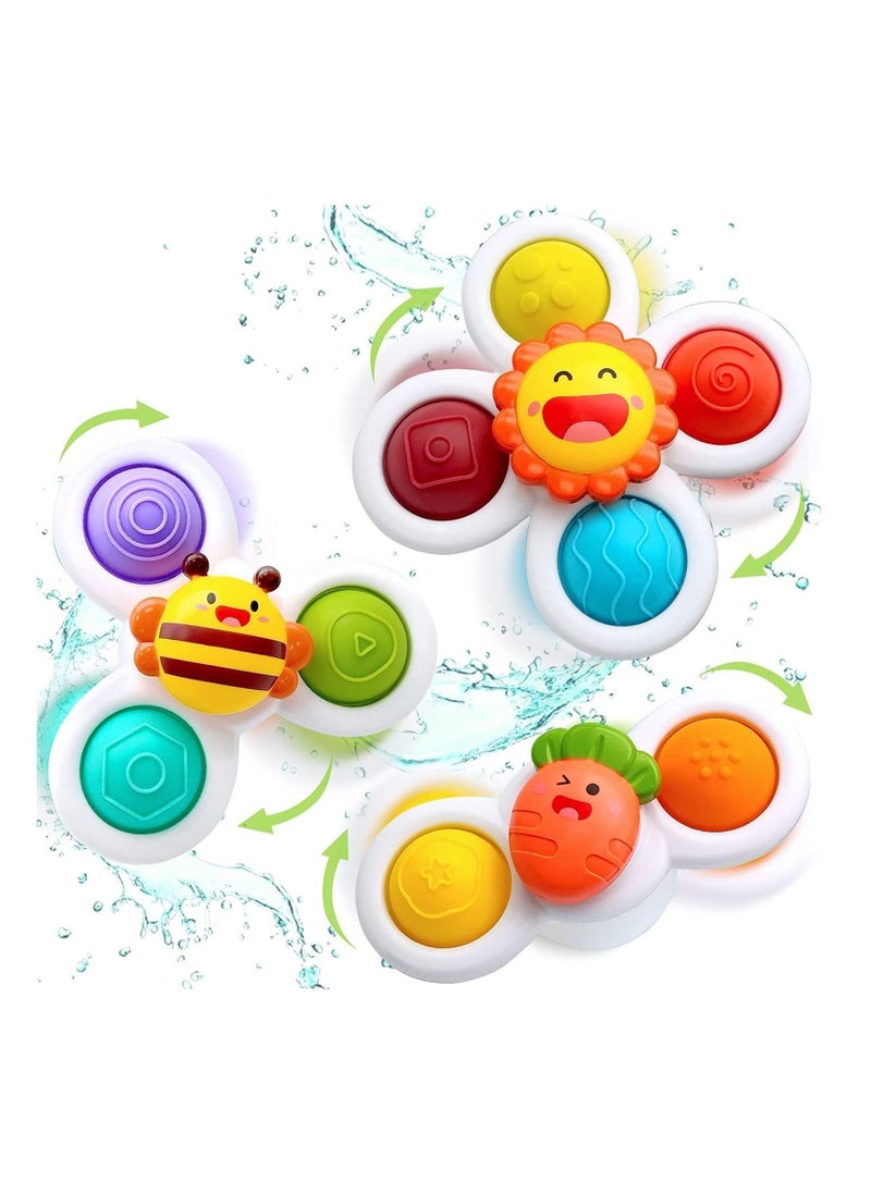 XICEN 3PCS Suction Cup Spinner Toys Baby Bath Toys Set Toddlers Sensory Toys Bathtub Swimming Pool Spinning Toys  - Image 1