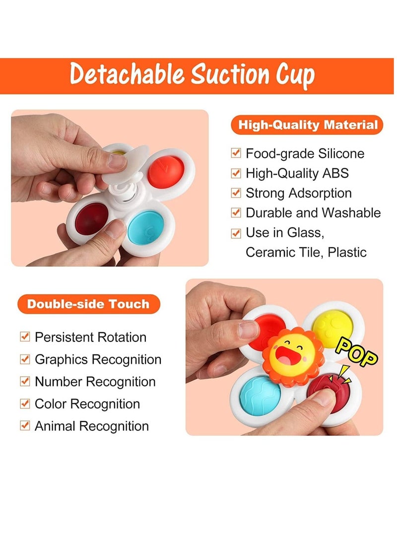 XICEN 3PCS Suction Cup Spinner Toys Baby Bath Toys Set Toddlers Sensory Toys Bathtub Swimming Pool Spinning Toys  - Image 5