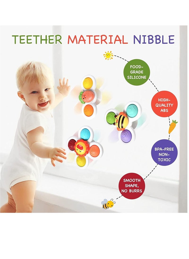XICEN 3PCS Suction Cup Spinner Toys Baby Bath Toys Set Toddlers Sensory Toys Bathtub Swimming Pool Spinning Toys  - Image 3