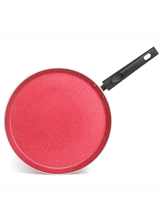 LEKORED LEKORED NonStick Aluminum Coating Pan Flat Skillet Dosa Pan Ceramic Pan for Cooking Omelet Pan Induction Base Pancake Griddle Roti Pan PFOA Free with StayCool Handle Induction Compatible Red  - Image 1
