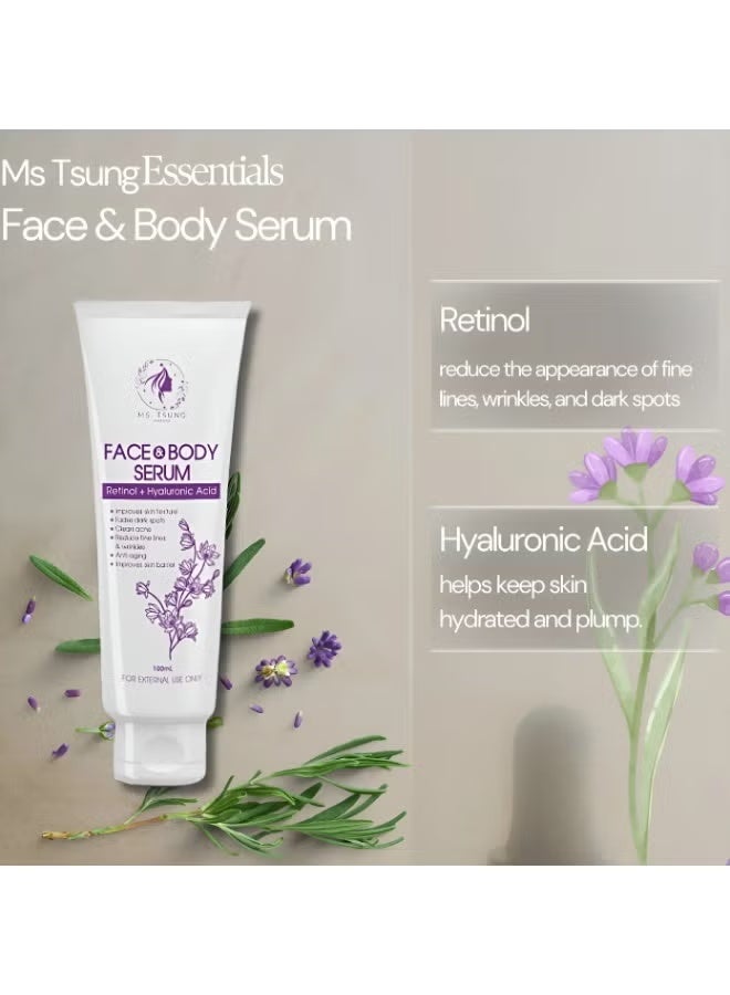 Ms Tsung Essentials Ms. Tsung Face & Body Serum with Retinol & Hyaluronic Acid, 100 ml - Image 2