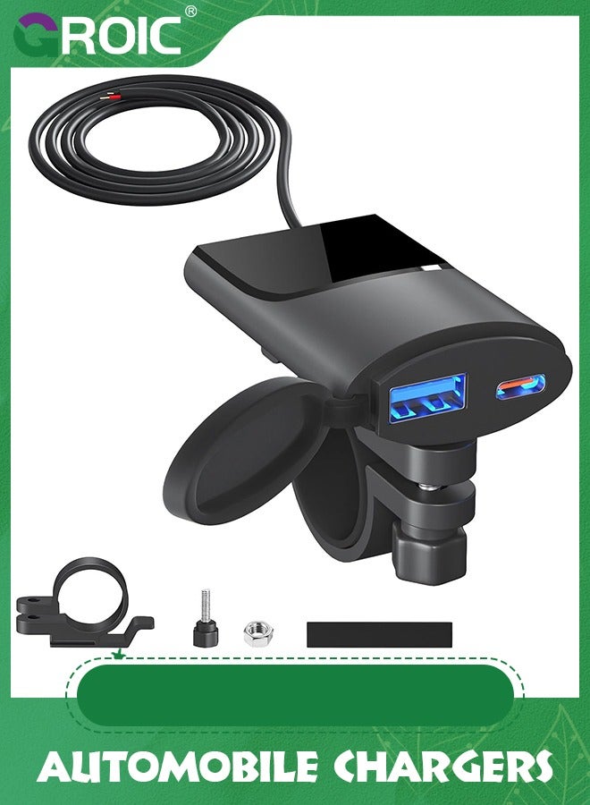 GROIC Motorcycle USB Phone Charger Qidoe Dual USB PD & Quick Charge 3.0 Motorcycle USB Charger Waterproof Motorcycle Accessories for Phone, iPad, GPS  - Image 1