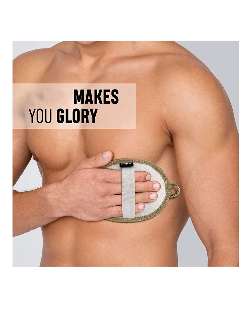 Y&D Natural Loofah Exfoliating Body Scrubber 3-Pack – Shower Sponges for Men and Women Eco-Friendly Oval Bath Exfoliators with Palm Straps, Cotton Backing Pads Linen Carry Bag - Image 2