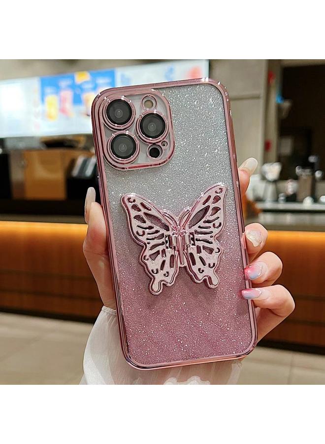 Zaboon Case For iPhone 12 Pro Max Electroplated Gradient Glitter 3D Butterfly TPU Phone Case - Image 1