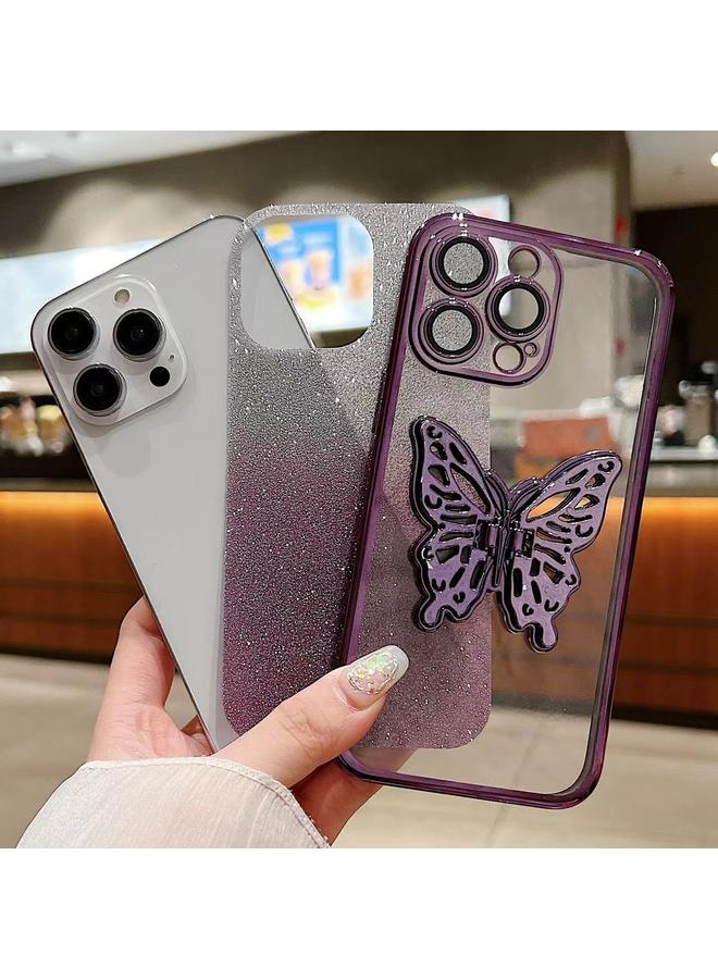 Zaboon Case For iPhone 12 Pro Max Electroplated Gradient Glitter 3D Butterfly TPU Phone Case - Image 4